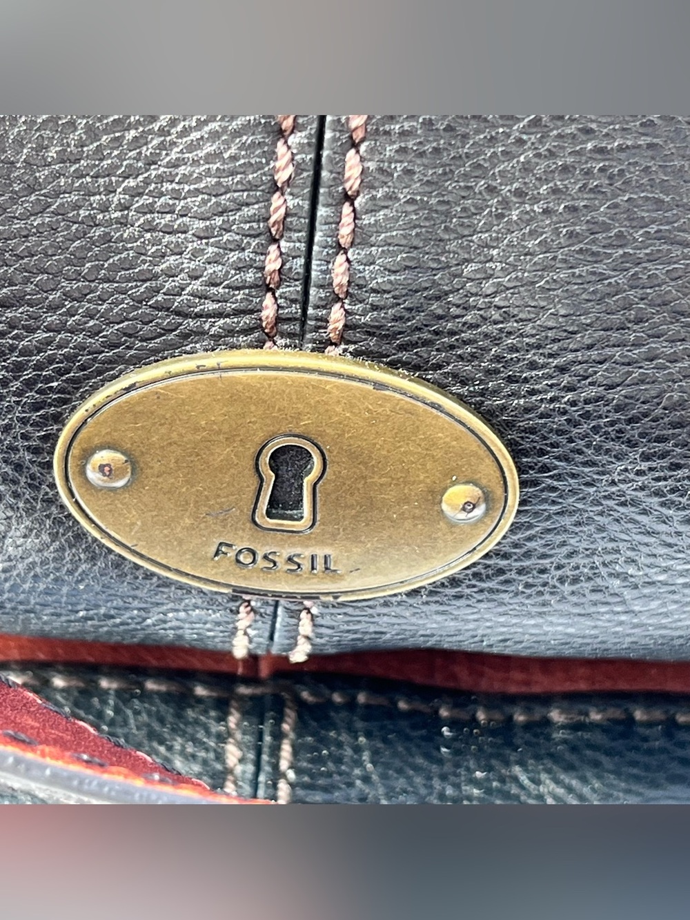 Vintage Fossil Saddlebag Handbag / Purse, Black / Brown, Flap, Adj Strap - Picture 6 of 14